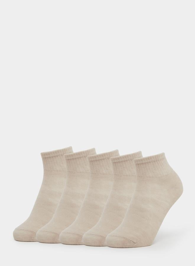 Styli Pack of 5 - Khaki Ribbed Ankle Socks - Image 1